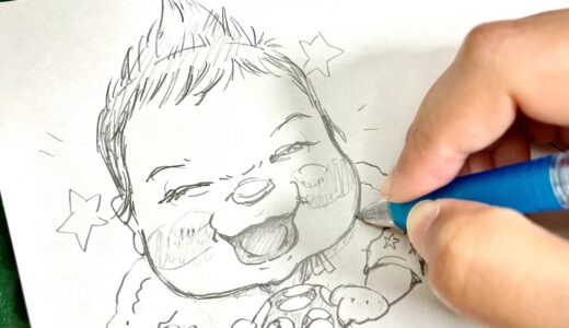 【ドリル作例】赤ちゃん／白黒アナログ